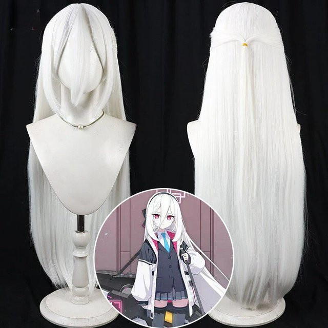 Tendou Kei Cosplay Perücke, weiß, gerade, 100 cm, hitzebeständig - Bild 1