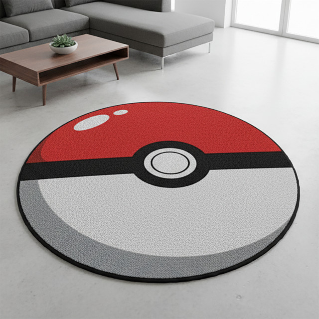 Bandai Anime Teppich mit Pokémon-Motiv in Rot, runde weiche Spielmatte für das Kinderzimmer - Bild 1