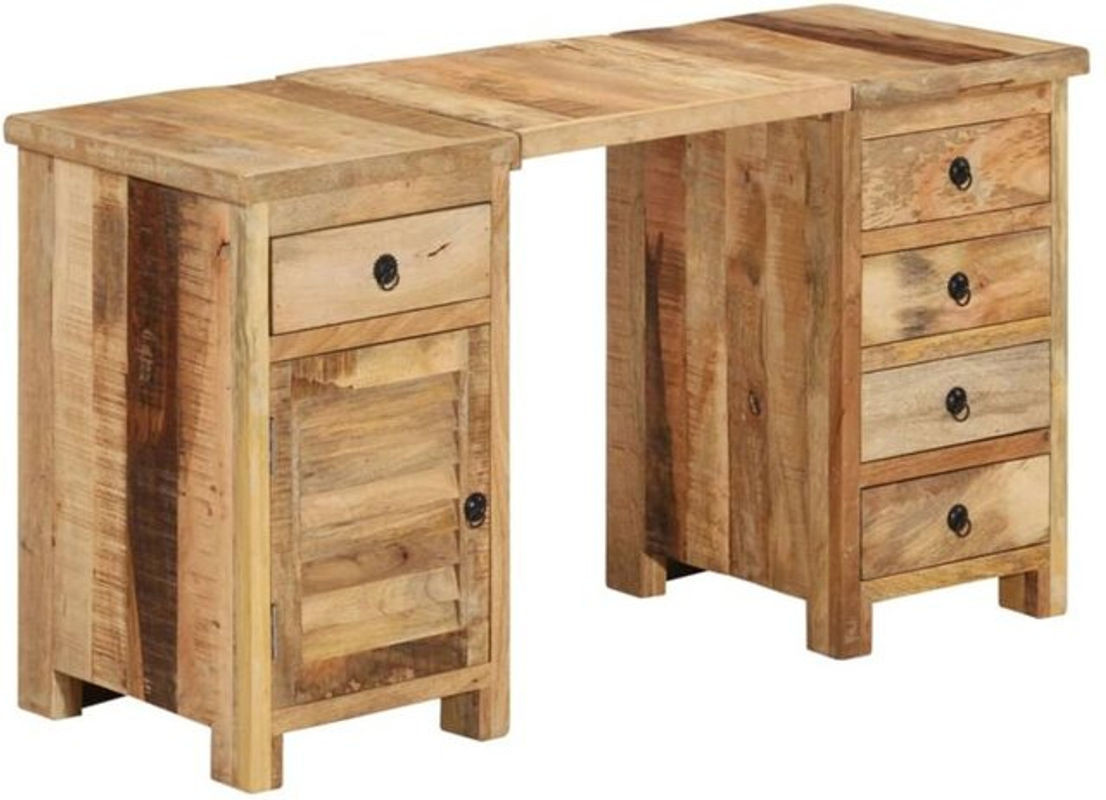 Schreibtisch aus Massivholz Mango von Vidaxl in Braun Natur im Retro- und Landhausstil, B/T/H: 140 x 50 x 77 cm - Bild 1