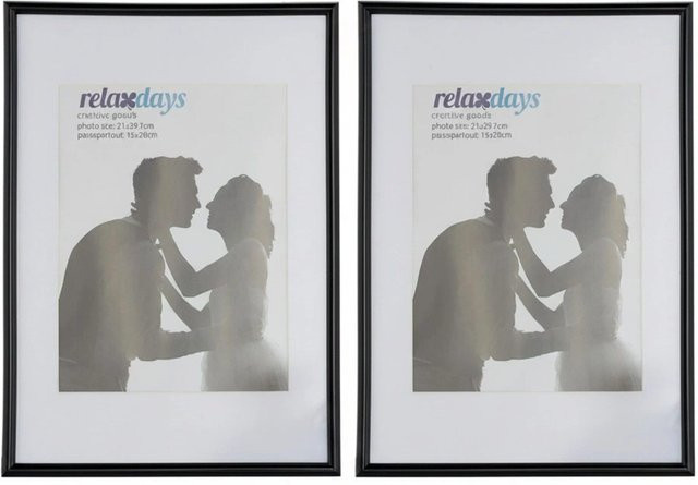 Relaxdays Bilderrahmen 2er Set A4 in Schwarz aus Kunststoff, Glas und MDF, B/H/T: 22 x 30,5 x 2 cm - Bild 1