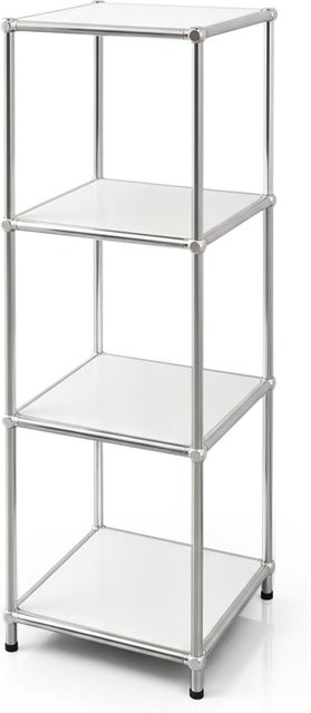 Floordirekt Metallregal Concept Epure MK 005, 4-stöckiges Standregal für Bad, Küche und Büro in Weiß oder Silber - Bild 1