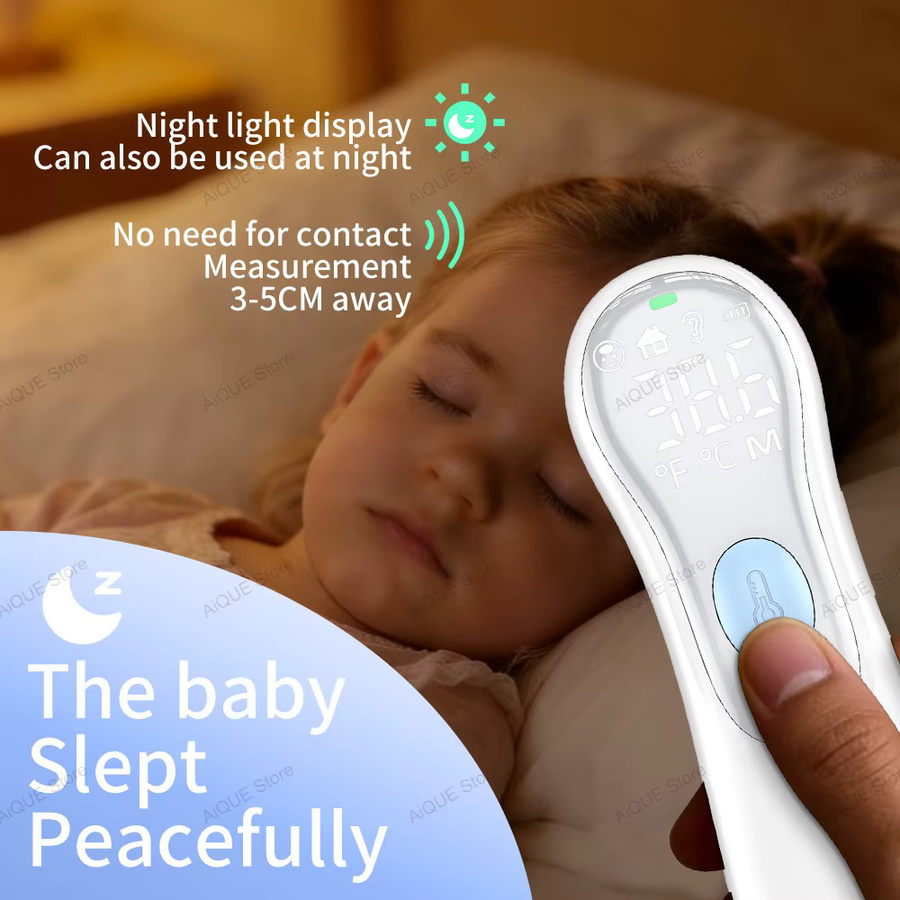 AiQUE 3-in-1 Infrarot-Thermometer für Ohr und Stirn, wiederaufladbar, Farbe: Weiß - Bild 2