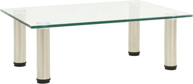 vidaXL TV-Tisch aus gehärtetem Glas und Edelstahl in Transparent, B/T/H: 40 x 35 x 17 cm - Bild 1