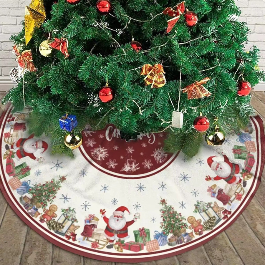 VIKAMA Weihnachtsbaum Rock mit Vintage Weihnachtsmann und Schneeflocken-Print, rund, Multicolour - Bild 2