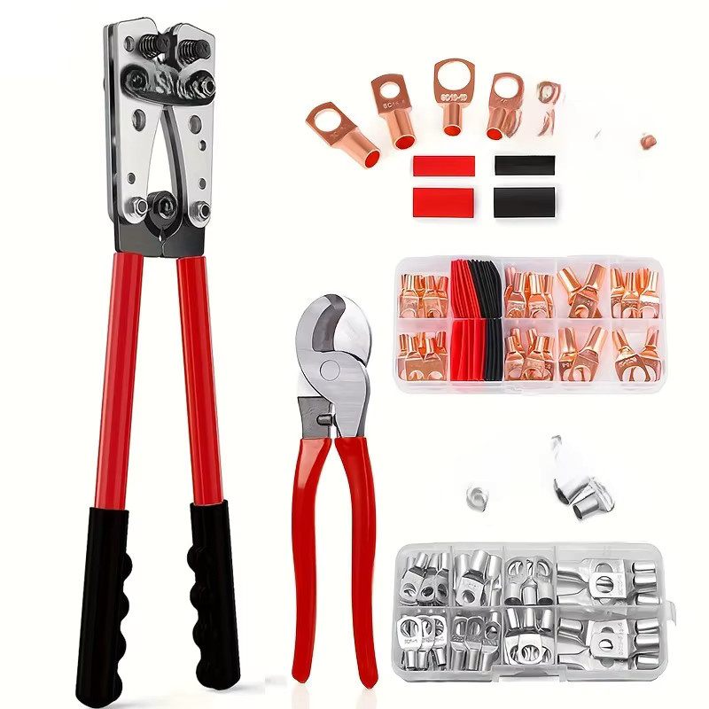 AOKIN Crimpzange Set mit Kabelschneider und 60 Kupfer-Ringkabelschuhen in Kupfer - Bild 5
