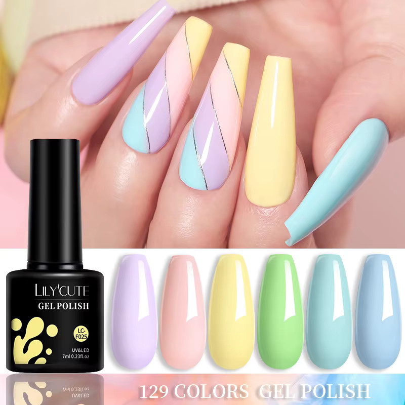 LILYCUTE Macaron Serie Gel Nagellack, 6er Set, Glänzend, 7 ml - Bild 1