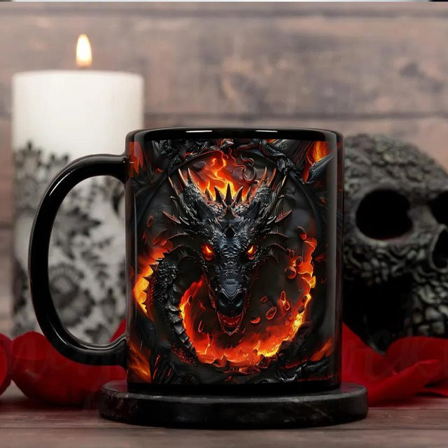 Keramikbecher Dunkler Drache von Light Magic in Schwarz mit Fantasy-Design - Bild 1
