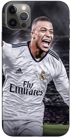 Maniacase Schutzhülle für iPhone 12 Pro mit Kylian Mbappe Real Madrid Goal Design in Schwarz und Weiß - Bild 1