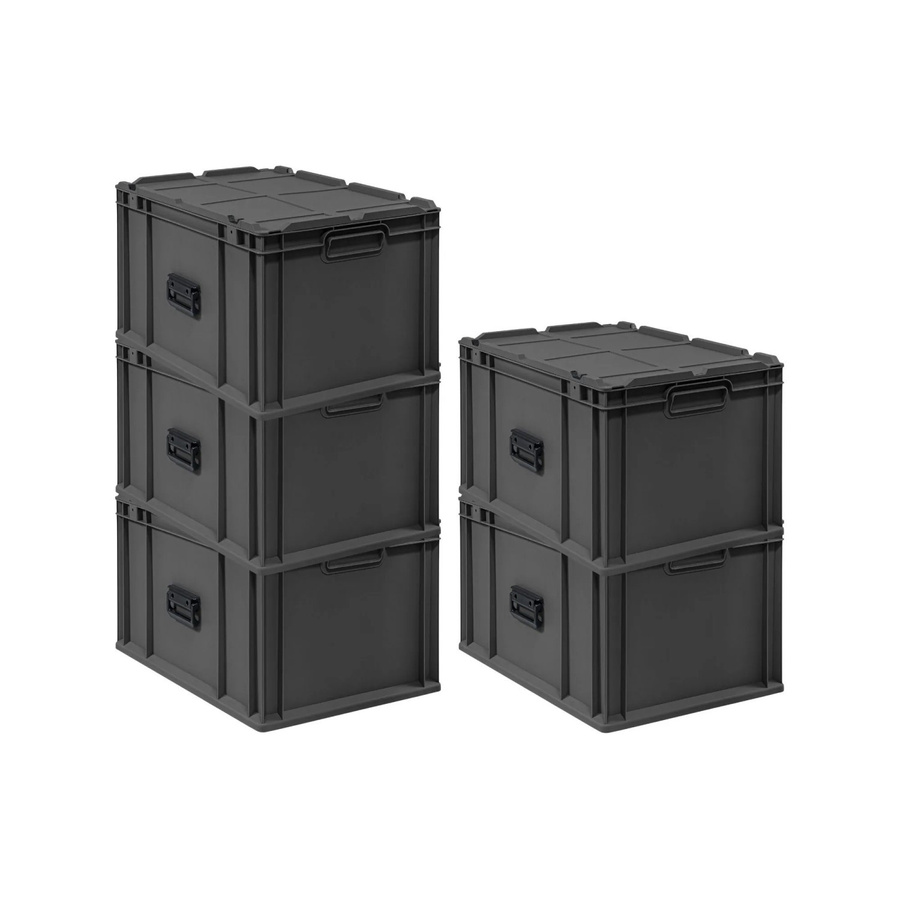 PROREGAL Supersparset 5x Eurobox Nextgen Portable Transportbehälter Schwarz, H x B x T: 33,5 x 40 x 60 cm, 65 Liter pro Box - Bild 2