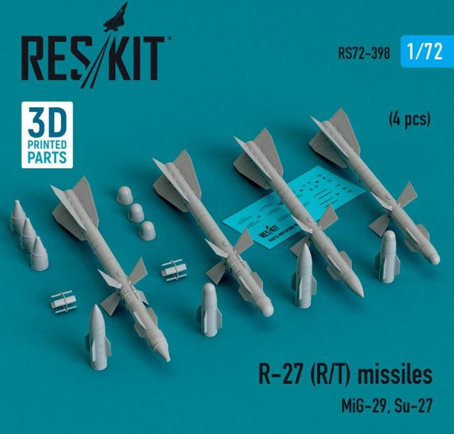 ResKit Models R-27 (R/T) missiles, 4-teiliges Set, 1:72, 3D Printed - Bild 1