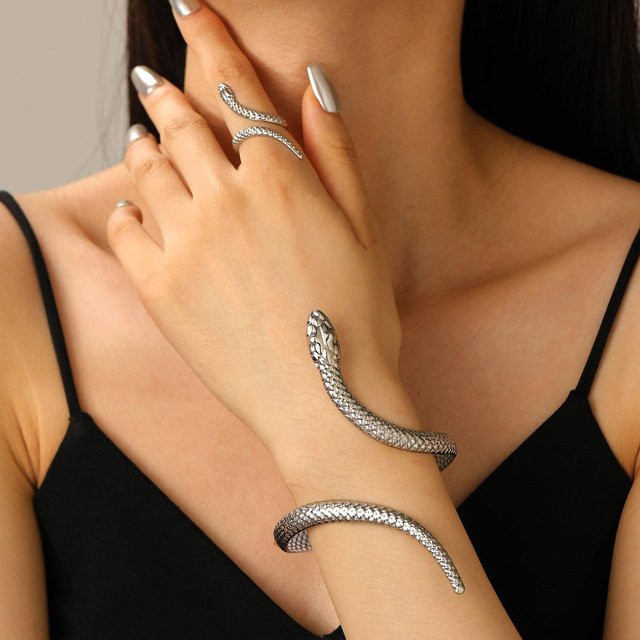 YIRAN Armreifen Ring Set, Schlangen, Gold, Silber, Damen - Bild 1