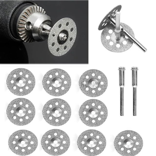 12-teiliges Trennscheiben-Set mit Dorn in Silber, 22 mm Durchmesser und 3 mm Stärke zum Schneiden von Metall und Stein - Bild 1