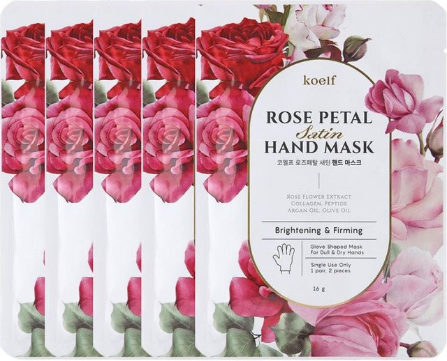 Koelf Rosenblatt Satin Handmaske mit Rosenextrakten, 5 x 16g - Bild 1