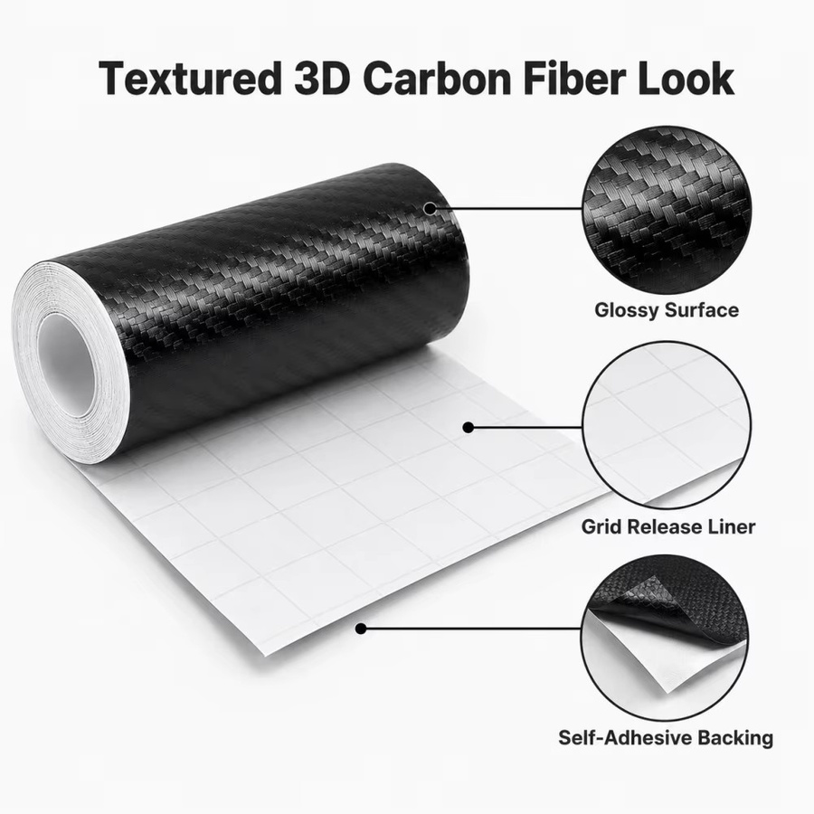 TFAAI 3D Carbonfaser Anti-Kollisions-Folie als Kantenschutz und Türschwellenschutz in Schwarz - Bild 2