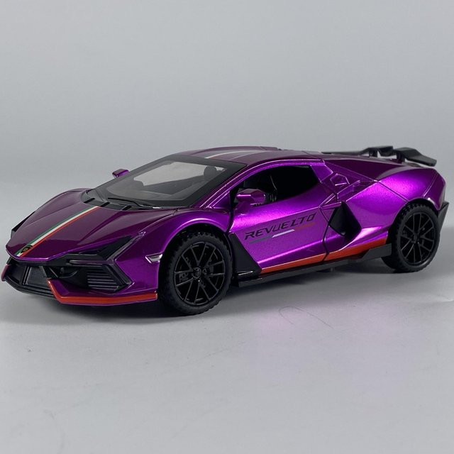 Revuelto Super Sportwagen Modellauto, 1:32, Metall, lila, mit Licht und Ton, Rückzieher - Bild 1