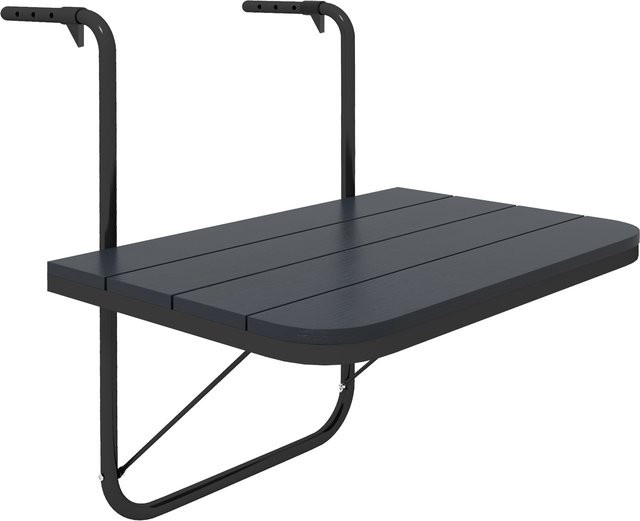 Outsunny Balkontisch zum Einhängen aus Aluminium in Schwarz, klappbar und 4-fach höhenverstellbar, B/T: 60 x 40 cm - Bild 1