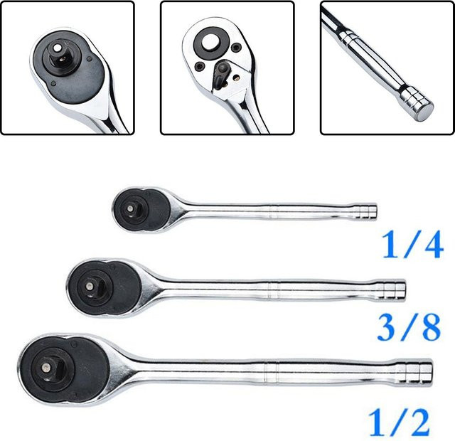 VIBRATITE Antriebsratschensatz in Silber mit 1/4, 3/8 und 1/2 Zoll Ratschenschlüsseln, Schnellverschluss und hohem Drehmoment - Bild 1