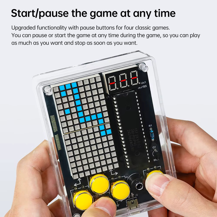Gaqqee Pixel-Spielkonsole 51 Mikrocontroller DIY-Kit in Rot mit Micro-USB-Schnittstelle - Bild 5