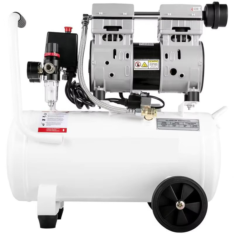 Leiser ölfreier Flüsterkompressor 25L mit 750W und 165L/min Abluftvolumen in Rot-Weiß - Bild 7