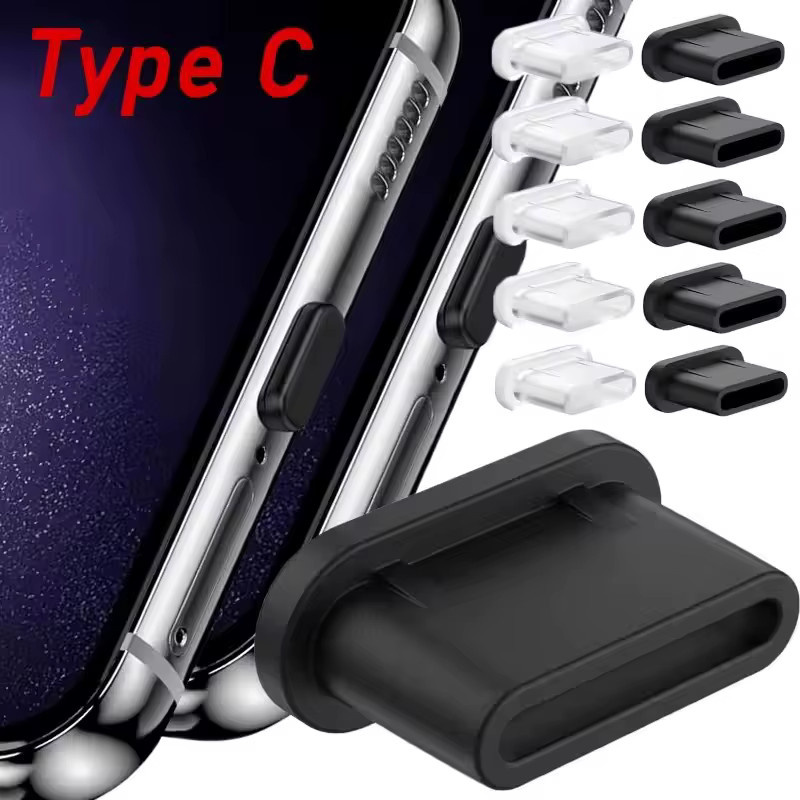 Silikon-Ladeanschlussschutz USB-C Staubschutz-Stopperkappe in Schwarz für iPhone 15 Plus/Pro Max, Xiaomi und Samsung-Geräte - Bild 2
