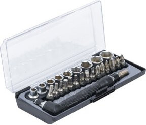 BGS Do it yourself Bit- und Steckschlüssel- sowie Winkelschrauber-Satz, 26-teilig, Antrieb 1/4 Zoll, Farbe Silber - Bild 1