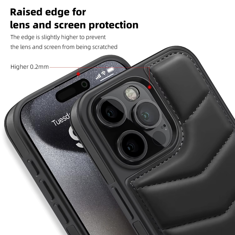 NMEGOU Down Jacke Handyhülle mit RFID-Blocking und MagSafe Kartenhalter für iPhone 15 14 13 12 11 Pro Max Plus in Schwarz oder Braun - Bild 5