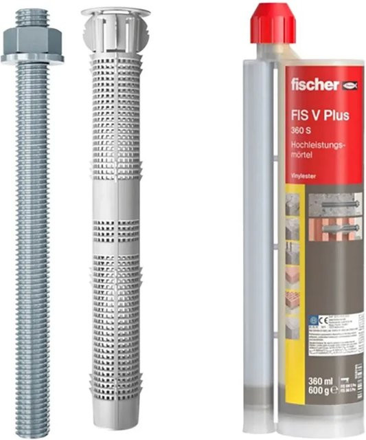 Fischer Montageset für 2-schaliges Mauerwerk mit 6 Befestigungspunkten in Silber - Bild 1