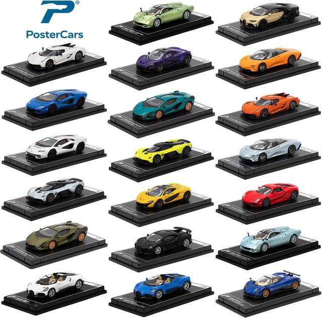 Postercars Super Sport Rennwagen, Spielzeugauto-Modell, 1:64, Druckguss - Bild 1