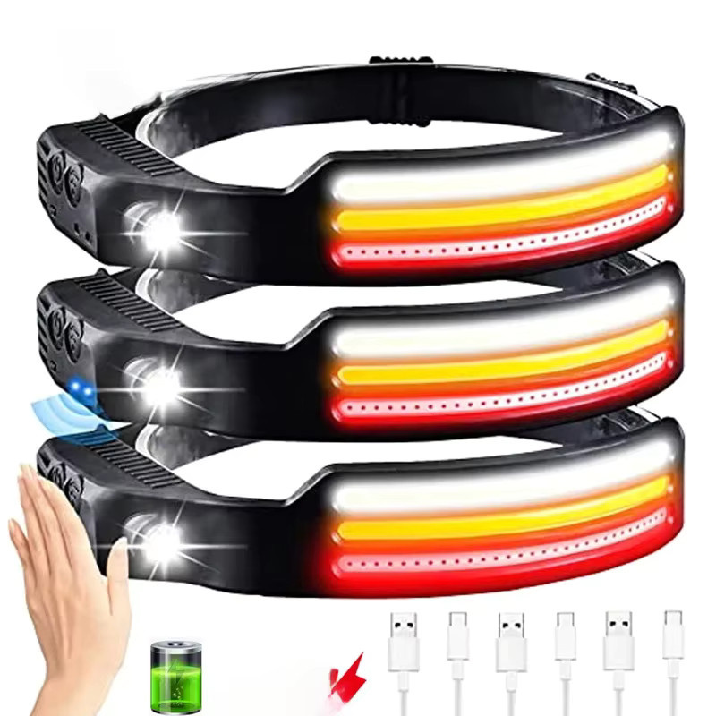 Heinast IR-Bewegungsmelder-Stirnlampe mit USB-Ladefunktion, wasserdichte Stirnlampe mit 10 Modi und RGB-Licht in Weiß, Gelb und Rot - Bild 7