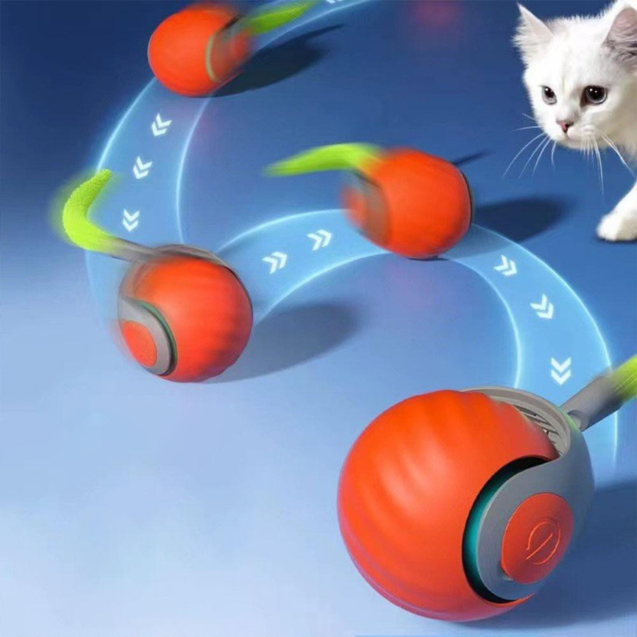 Pawly Katzenspielzeugball mit zwei Geschwindigkeitsstufen, orange - Bild 3