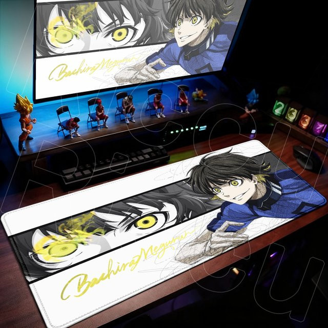 Riccu Anime Blue Lock Mauspad XXL mit Bachira Meguru Design, rutschfeste Schreibtischunterlage in Multicolour - Bild 1