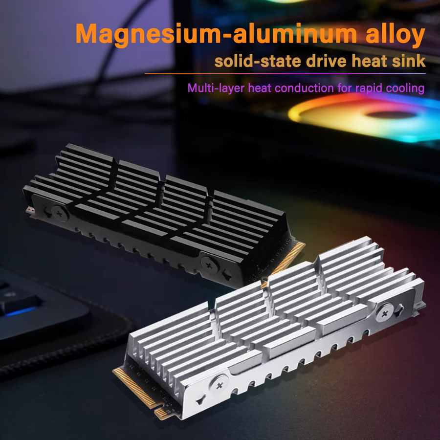 AuyiHomu M.2 2280 NVMe PCIe SSD-Kühlkörper für PS5 und PC, Aluminium-Kühlradiator mit Wärmeleitpad, Schwarz - Bild 3