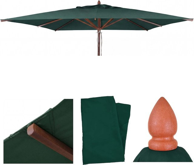 MCW Ersatz-Bezug für Gastronomie Holz-Sonnenschirm C57b, eckig, Polyester, Dunkelgrün, B/T: 400 x 400 cm, UPF 50+ - Bild 1