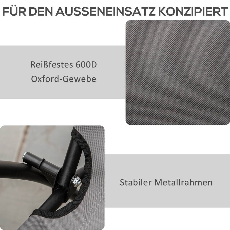 Outsunny Campingstuhl grau mit Armlehnen aus Metall und Outdoor-Stoff, B/H/L: 65 x 94 x 65 cm - Bild 2