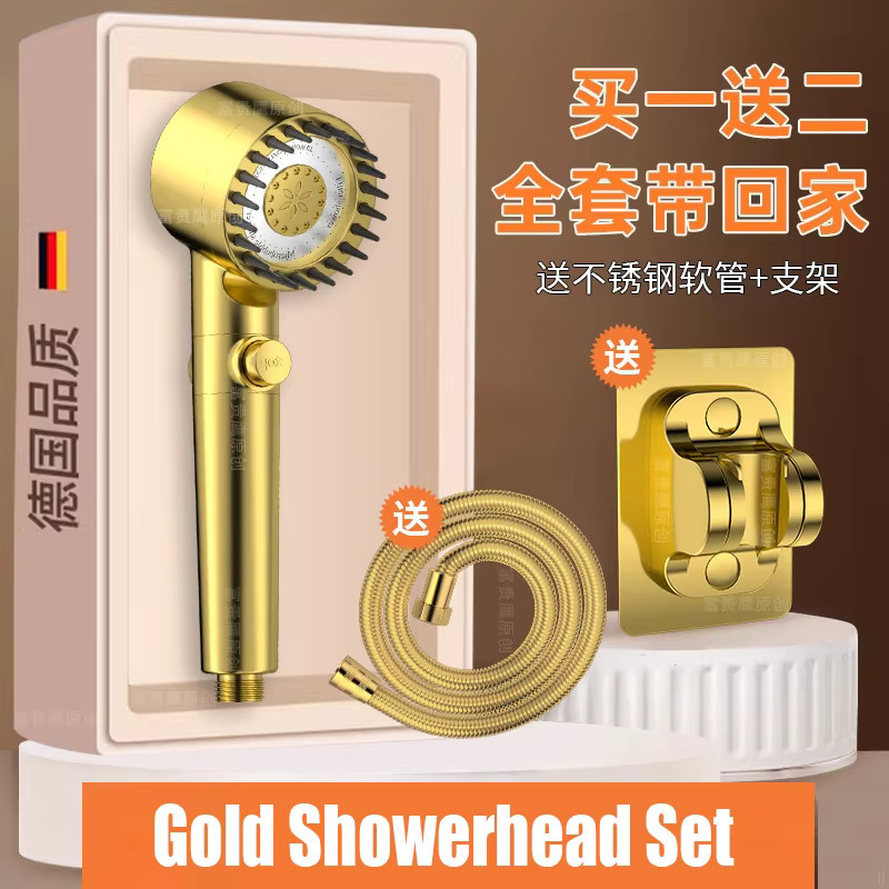 AQUREOW Goldener 4-Modus Druckverstärkungs-Duschkopf mit Filter und Ein-Tasten-Wasserstopp - Bild 5