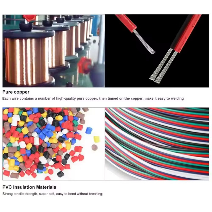 YSRSAI Flexibles LED-Verlängerungskabel 22 AWG mit PVC-Isolierung für WS2812B WS2813 5050 LED-Streifen in Rot und Schwarz - Bild 3
