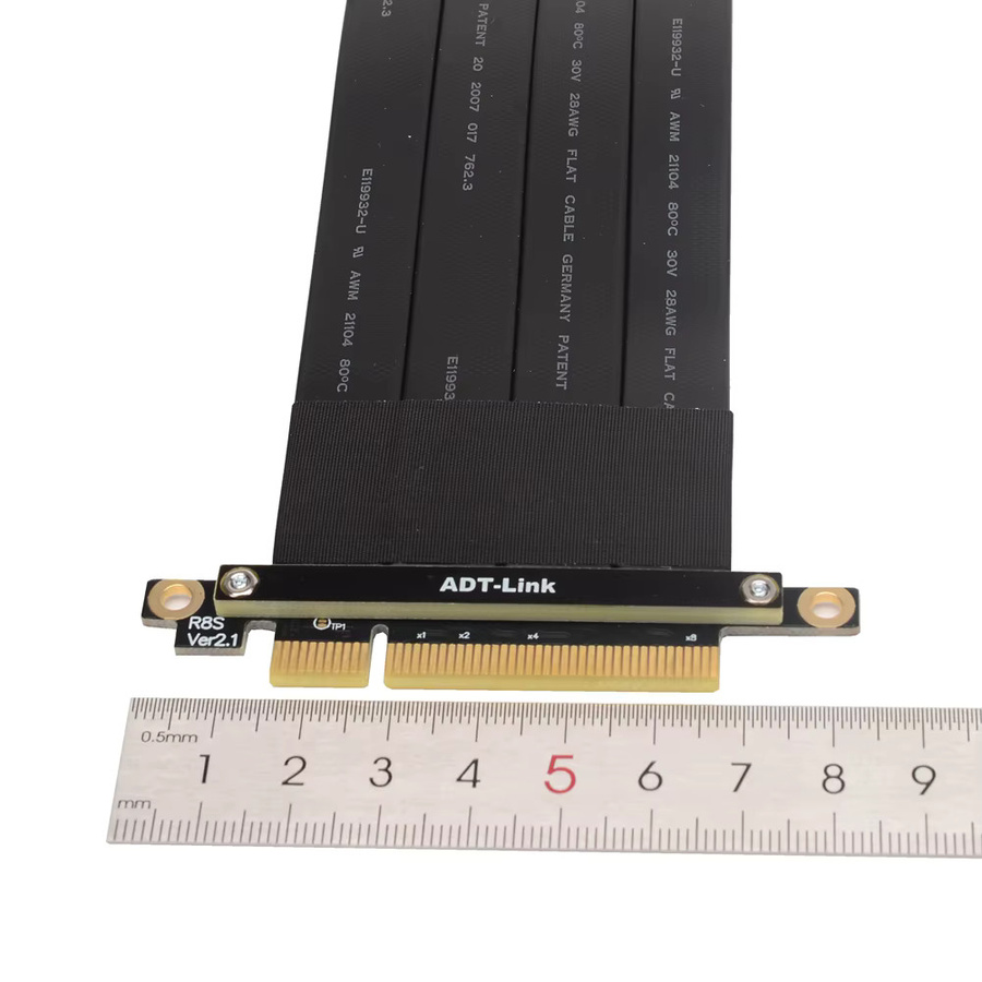 ADT-Link R83SF-PW PCI-E Riser-Verlängerungskabel X8 auf X16 Stecker auf Buchse in Schwarz für RTX 3060 ETH Mining und X99 Server Dual CPU Motherboard - Bild 2