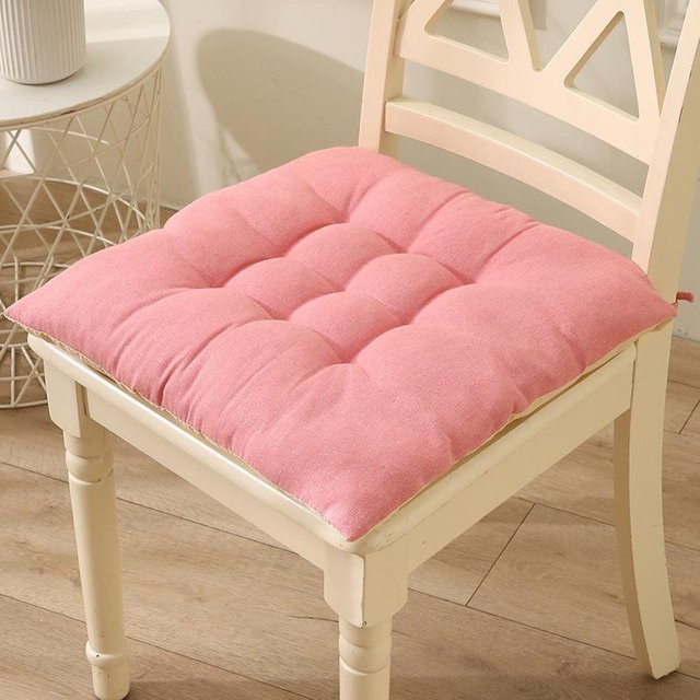 Stuhlkissen rosa aus Leinen für Büro, Hocker und Bank, Breite: 40 cm - Bild 1