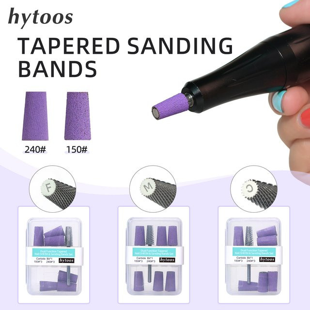 HYTOOS Konische Schleifbänder-Set, Nagelbohrer-Aufsätze, Unisex - Bild 1