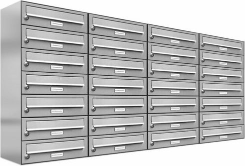 AL Briefkasten-System für 28 Parteien, Aufputzmontage, silberfarben, B/H/T: 153,2 x 80,5 x 27,5 cm - Bild 1