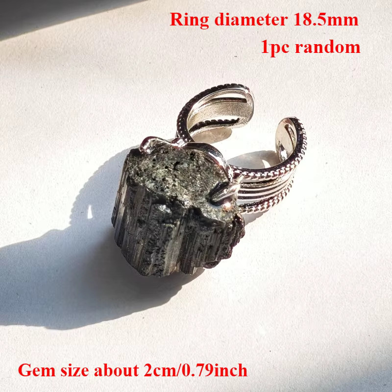 CrystalHola Ring, schwarzer Turmalin-Kristall, Silber, Unisex - Bild 2