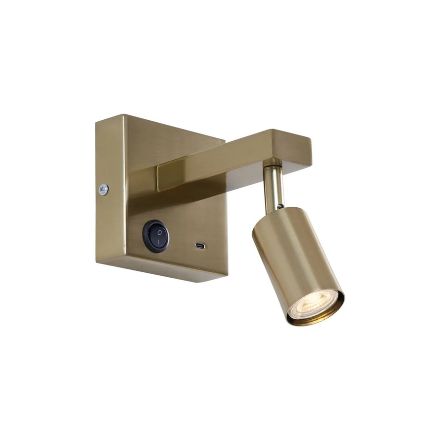 QAZQA Rex Moderne Wandleuchte in Gold mit USB-Anschluss und verstellbarem Neigungswinkel - Bild 2