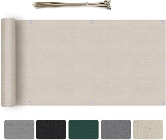 Sekey Balkonsichtschutz aus HDPE in Taupe, transparent mit UV-Schutz, Höhe: 75 cm, Breite: 500 cm - Bild 1