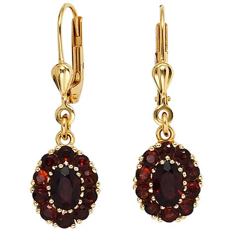 Colfem Ohrringe, 375 Gelbgold, Granat, rot - Bild 1
