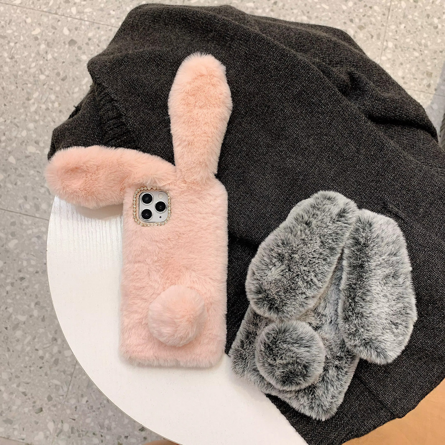 Flauschige iPhone Hülle mit Kaninchen-Plüsch für verschiedene Modelle, Multicolor - Bild 3