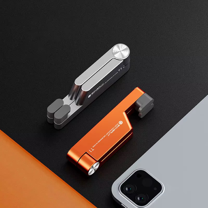 VIKEFON V-förmiger Metall Handy Ständer und Tablet Halterung für Desktop und Schreibtisch, kompatibel mit iPhone und Samsung sowie Xiaomi Smartphones - Bild 2
