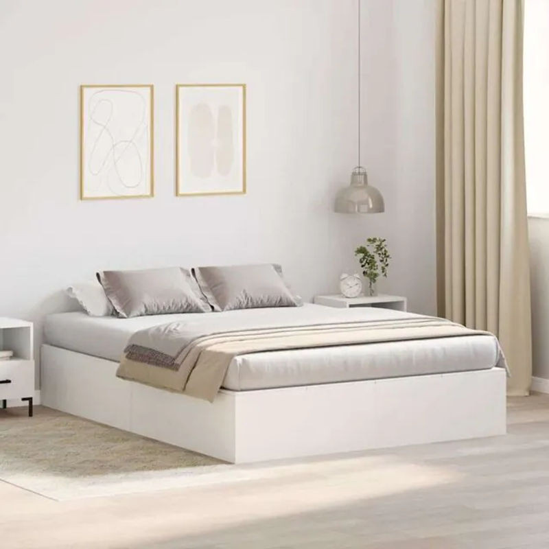 Vidaxl Funktionsbett mit Stauraum in Weiß, modern und minimalistisch, B/T/H: 140 x 190 x 31,5 cm - Bild 1