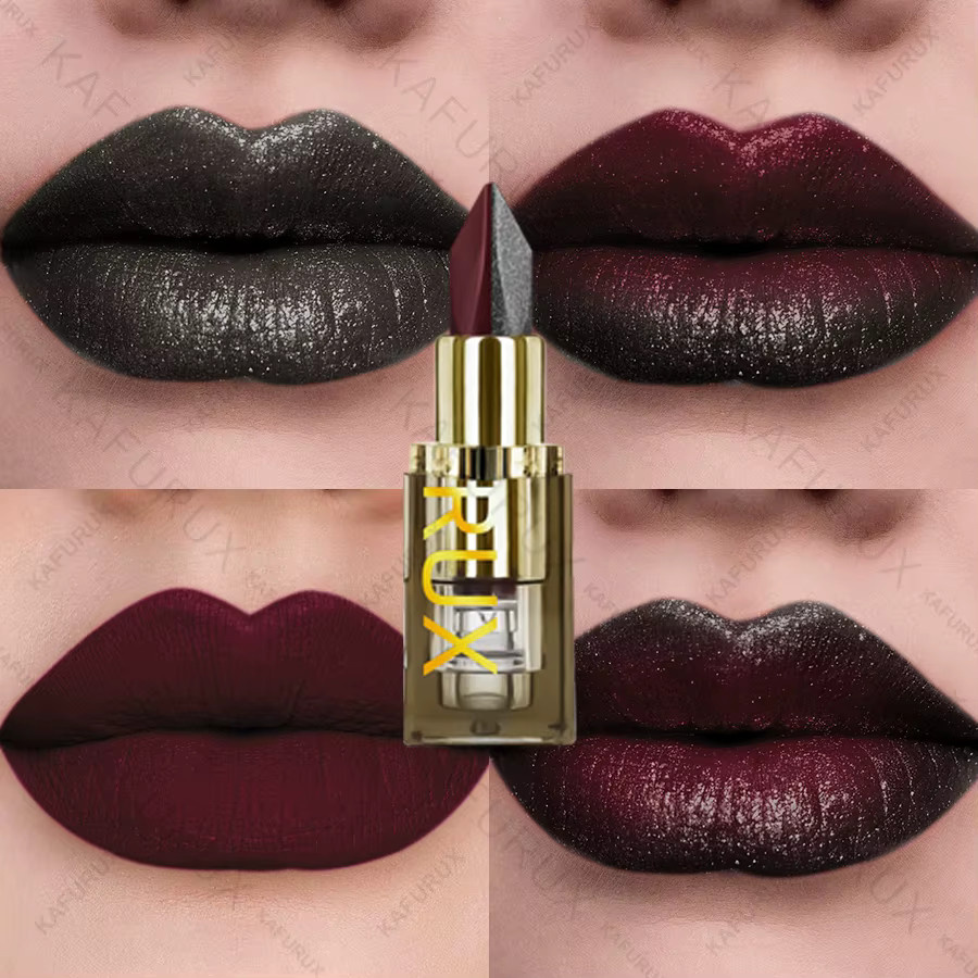 KAFURUX Lippenstift, 11 Farben, zweifarbig, glitzernd, matt, Unisex - Bild 2