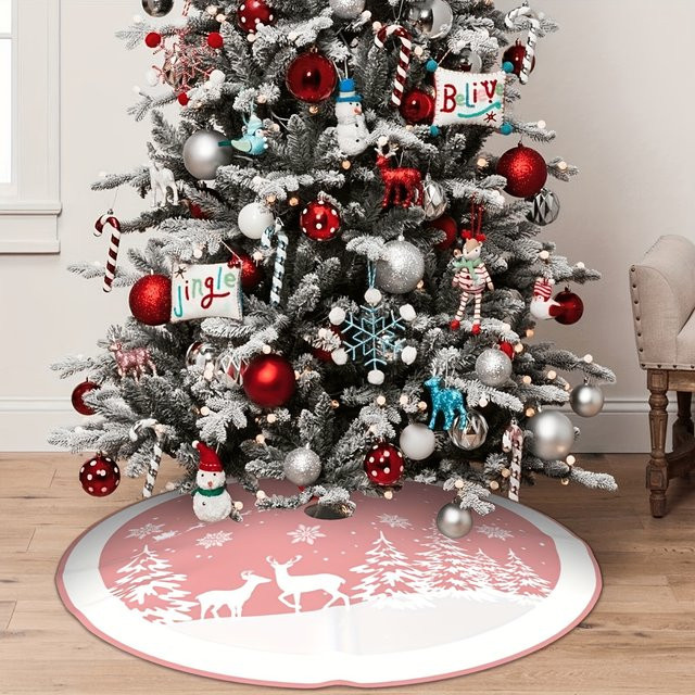 VIKAMA Weihnachtsbaumkleid mit rosa Hirsch-Motiv für Erwachsene - Bild 1
