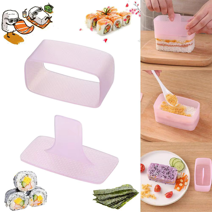 KITPIPI Sushi Form Set Pink, Rechteckige Onigiri Presse aus Kunststoff für Bento und Reisbälle - Bild 3